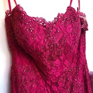 Strapless Magenta evening dress